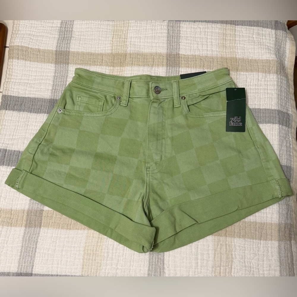 Wild Fable Green Checkered Shorts 0/25 Waist NWT